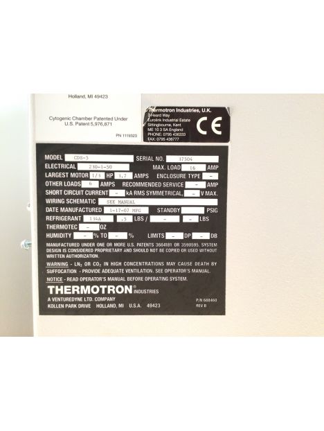 Thermotron CDS-5 Cytogenetic Drying Chamber