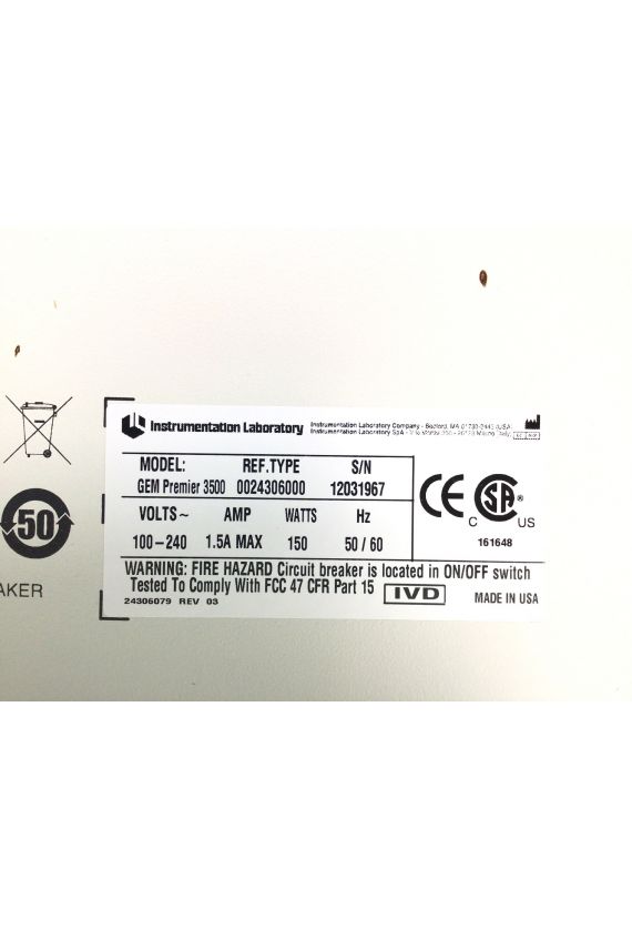 Gaz du Sang Instrumentation Laboratory GEM Premier 3500