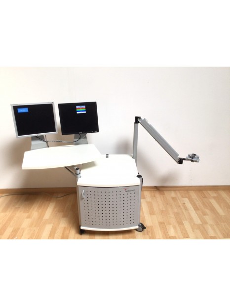 Bureau Roulant avec 2 Ecrans Plats Couleur et 1 Support de Bras