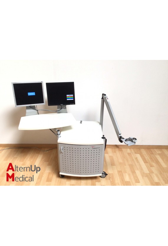 Bureau Roulant avec 2 Ecrans Plats Couleur et 1 Support de Bras