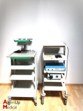 Lot of 2 Endoscopy Trolley with Video Processor and Light Source