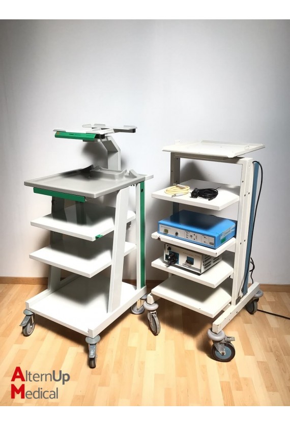 Lot de 2 Chariots d'Endoscopie avec Processeur Vidéo et Source de Lumière