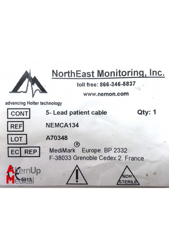 Set of 2 ECG NorthEast Monitoring NEMCA134 Cables