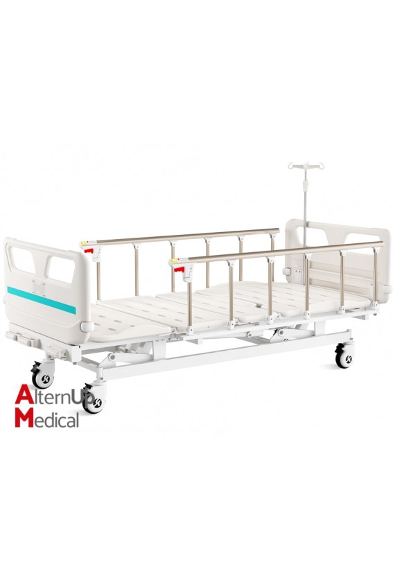 Manual Height-Adjustable Hospital Bed on castors