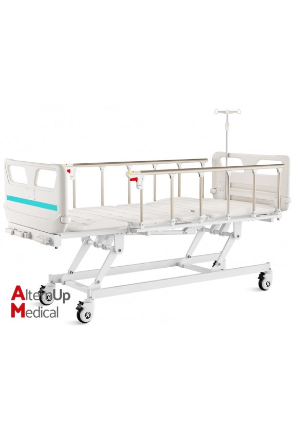 Manual Height-Adjustable Hospital Bed on castors