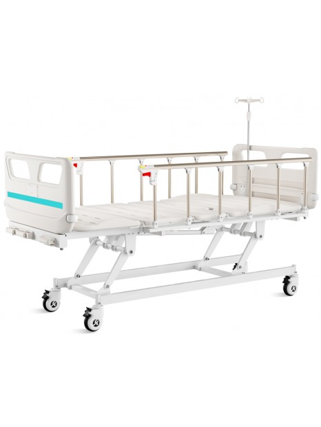 Manual Height-Adjustable Hospital Bed on castors