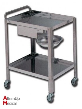 Chariot de soins inox 2 tablettes
