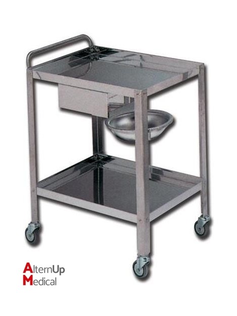 Chariot de soins inox 2 tablettes