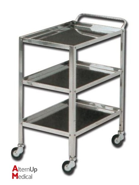 Chariot de soins Inox 3 tablètes