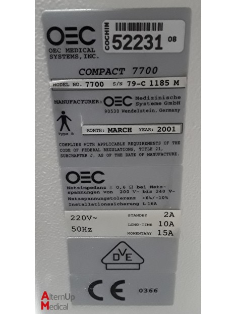 Amplificateur de Brillance GE OEC Compact 7700