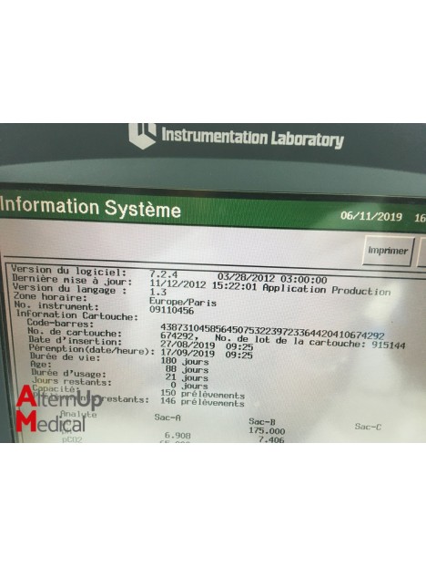 Instrumentation Laboratory GEM Premier 3500 Blood Gas Analyzer