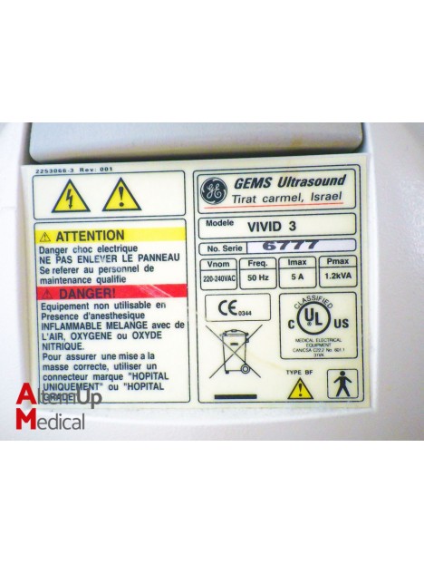 GE Vivid 3 Cardiac Ultrasound