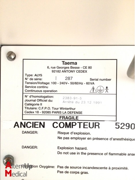 Ventilateur d'Anesthésie Taema Alys