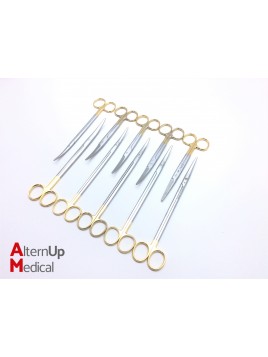Set of 10 Aesculap Uterine, Straight and Curved Scissors