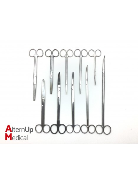 Set of 10 Bardenat Uterine, Straight and Curved Scissors