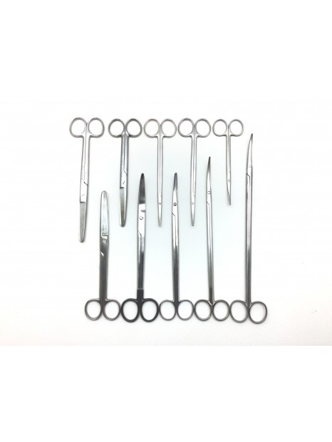 Set of 10 Bardenat Uterine, Straight and Curved Scissors