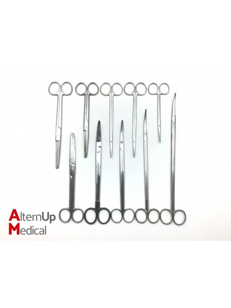 Set of 10 Climdal Uterine, Straight and Curved Scissors